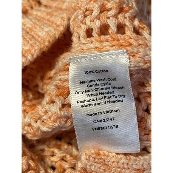 Talbots Sweater Crochet Pullover Loose-Knit Cottagecore Peach Women's SZ MP - Picture 3 of 12